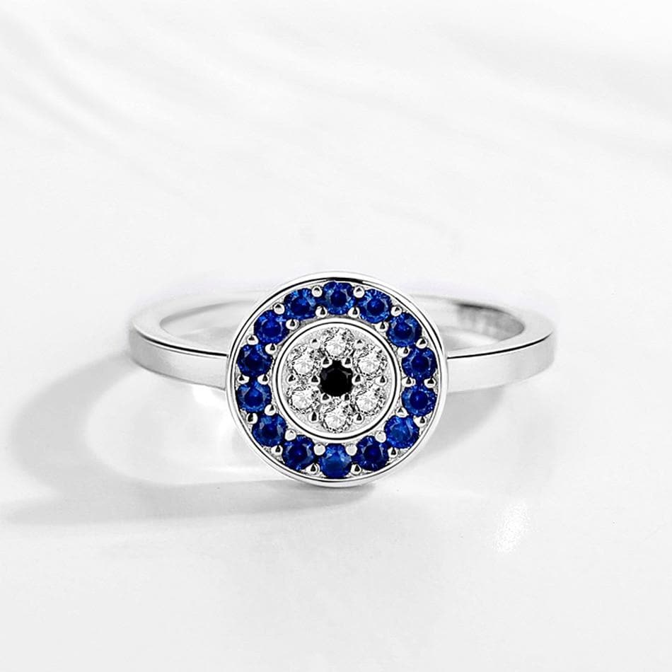 Amazon.com: Oxford Diamond Co Sterling Silver Trendy Evil Eye Ring Sizes 5:  Clothing, Shoes & Jewelry